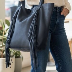 Vince Camuto Fringed Tote Bag - Black